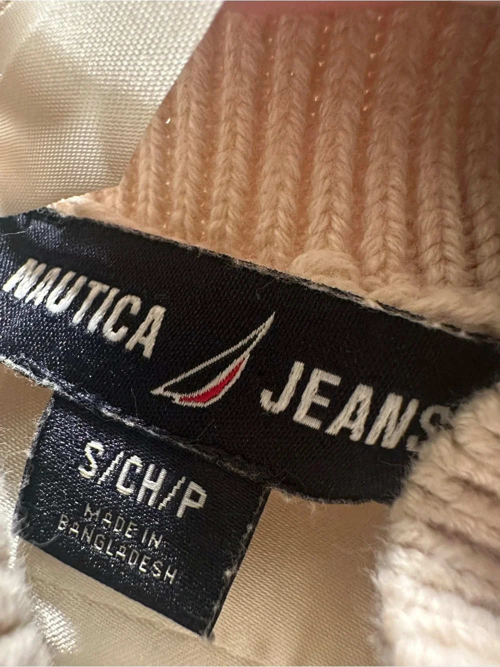 Nautica Cream Cable Knit Turtleneck Sweater Vest